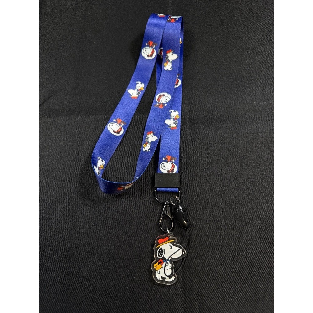 Snoopy Peanuts Blue Lanyard ID Badge Holder with Acrylic Charm Keychain